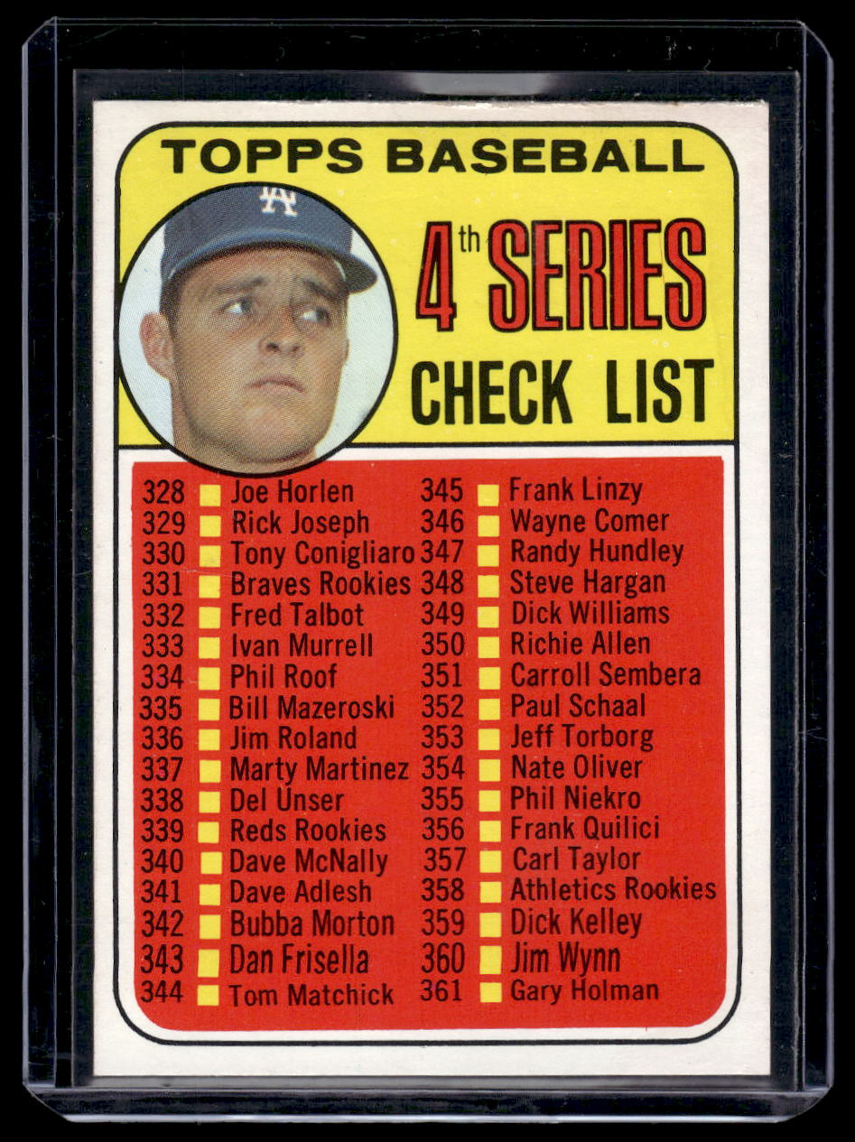 1969 Topps #57 1st Series Checklist 1-109 (Denny McLain)