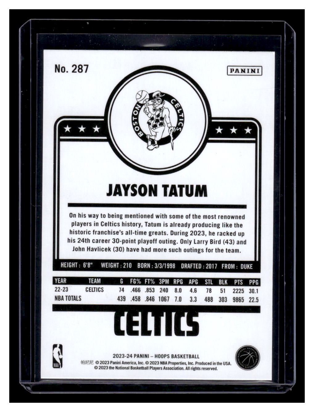 2023-24 NBA Hoops #287 Jayson Tatum (Boston Celtics)