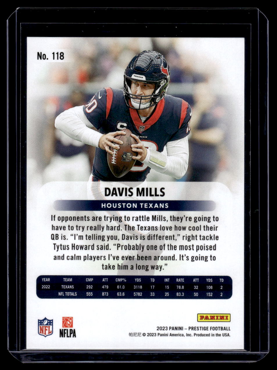 2023 Panini Prestige "Extra Points" RED #118 Davis Mills #'d /399 (Houston Texans)