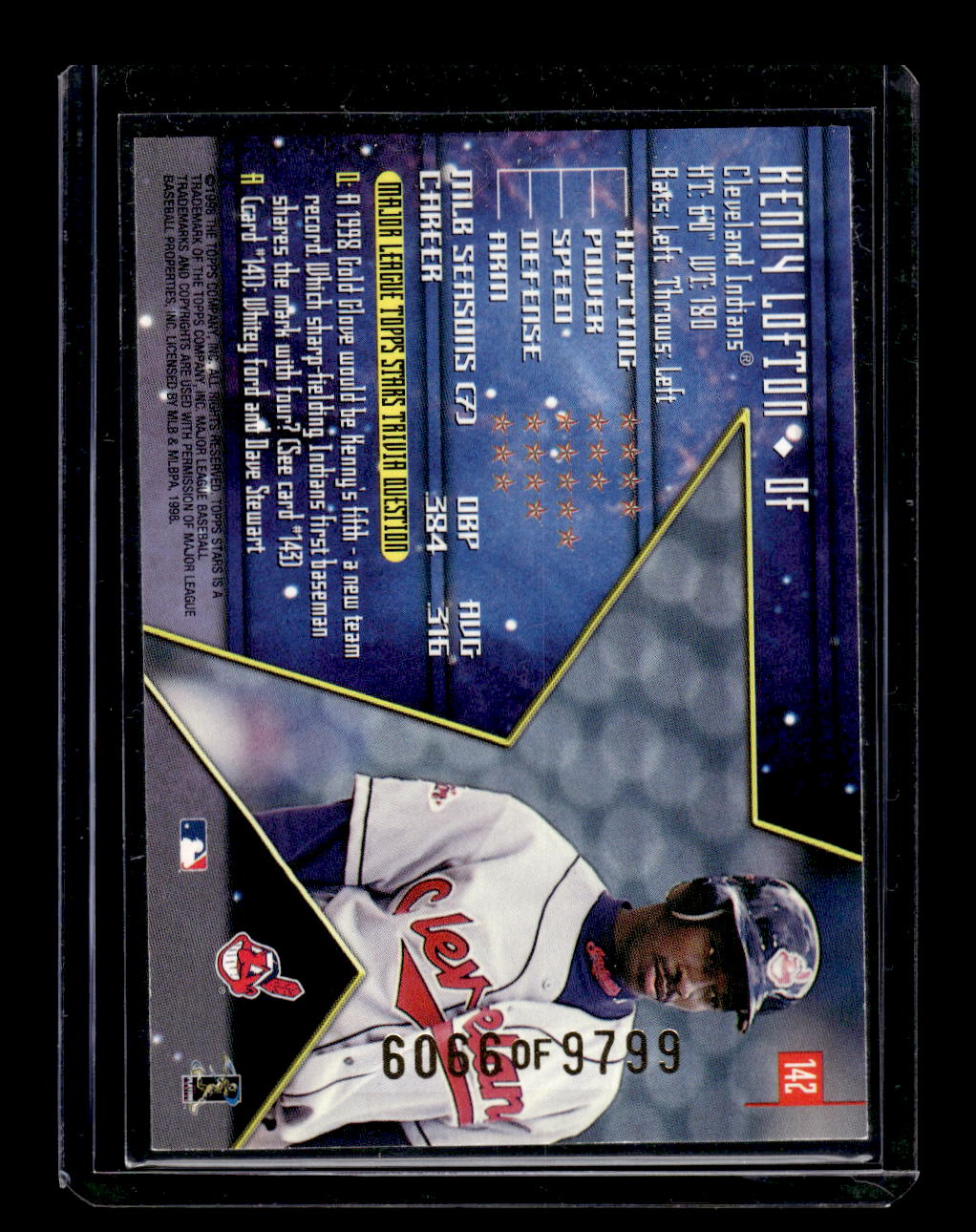 1998 Topps Stars #142 Kenny Lofton #'d 6066/9799 (Cleveland Indians)