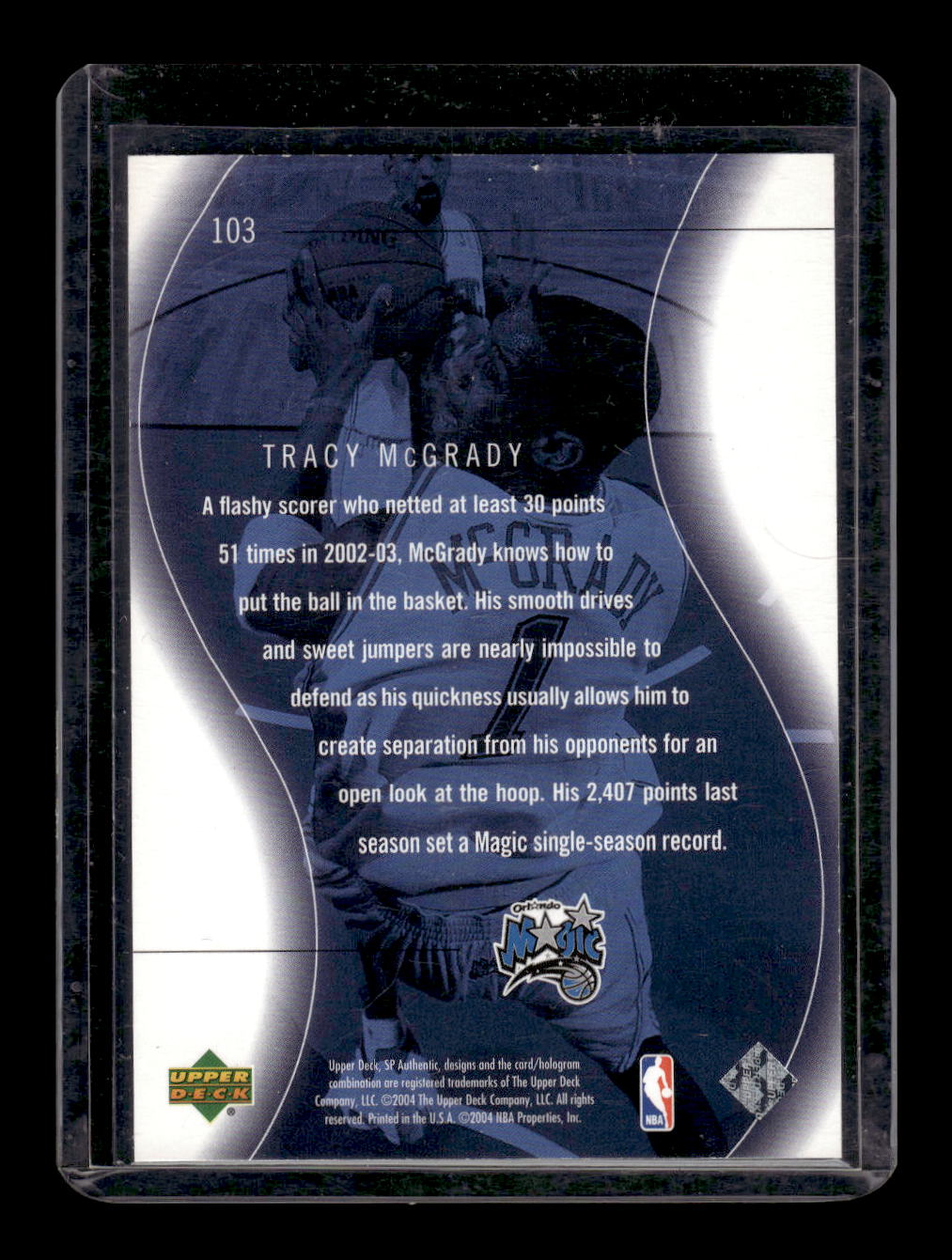 2003-04 SP Authentic #103 Tracy McGrady #'d /3999 (Orlando Magic)