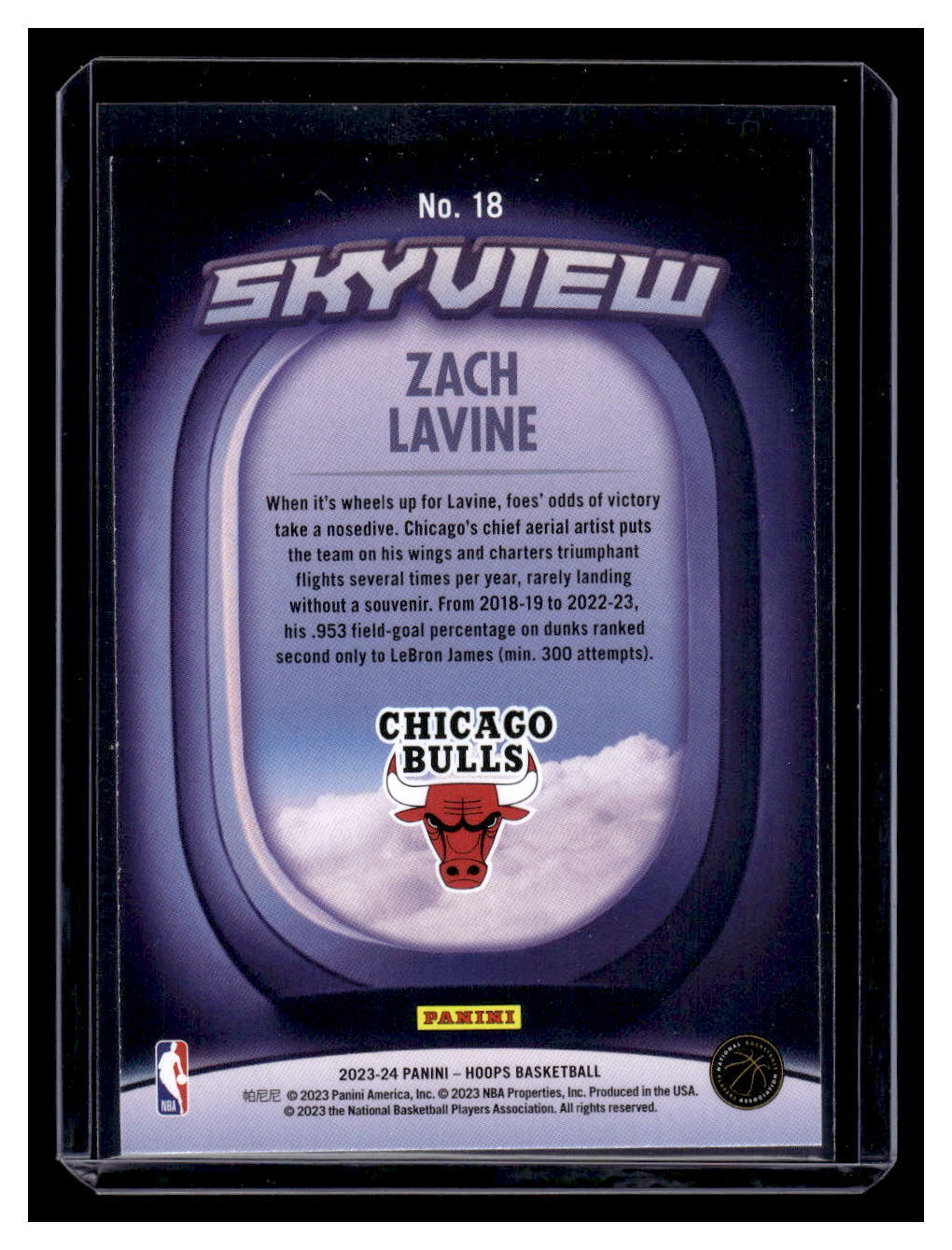 2023-24 NBA Hoops "Skyview" #18 Zach Levine (Chicago Bulls)