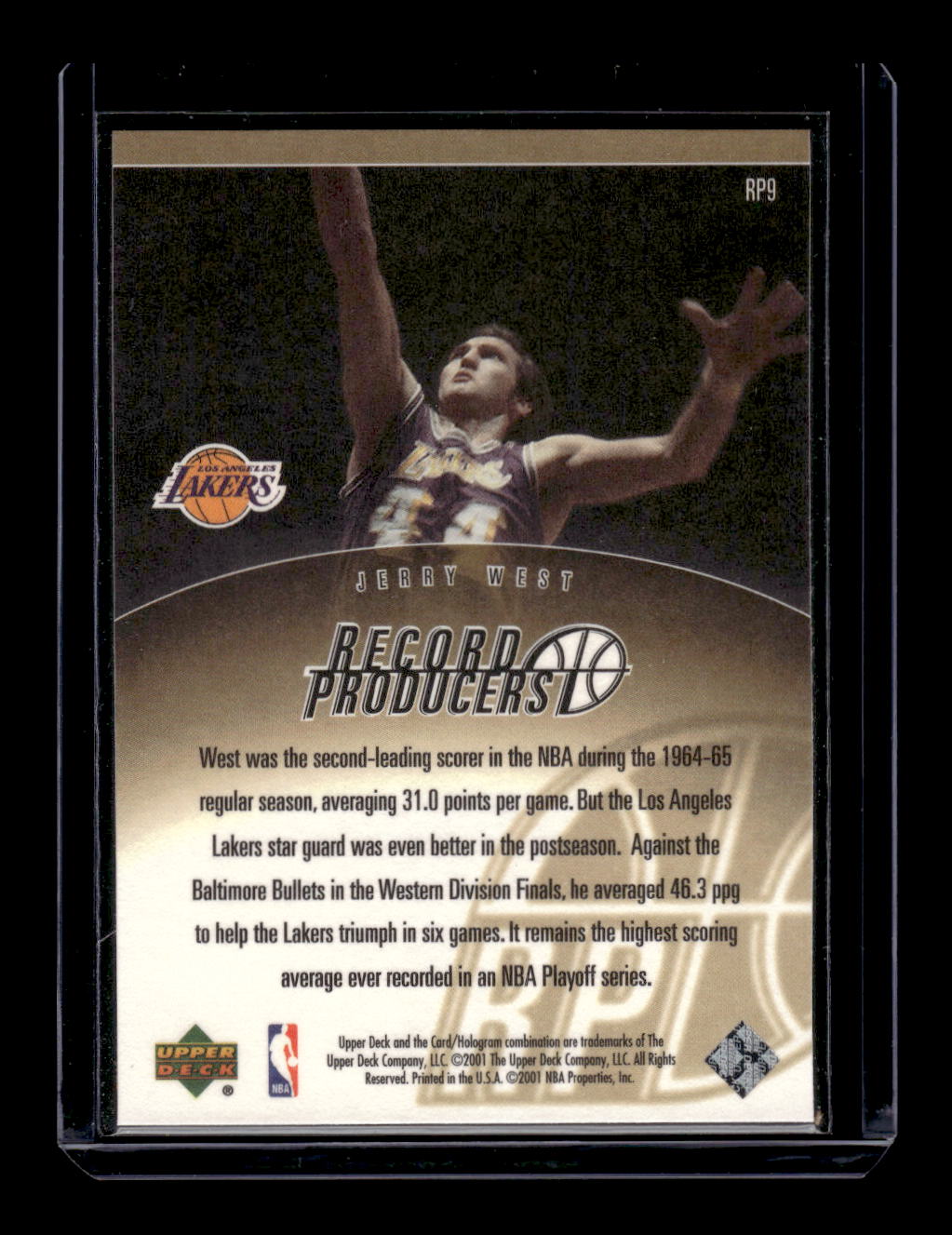 2001-02 Upper Deck Legends Record Producers #RP9 Jerry West (Los Angeles Lakers)