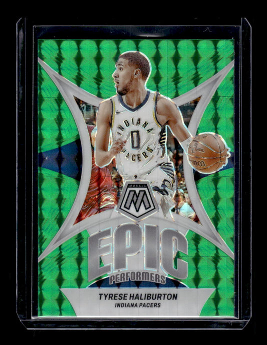 2023-24 Panini Mosaic Epic Performers Green #4 Tyrese Haliburton (Indiana Pacers)