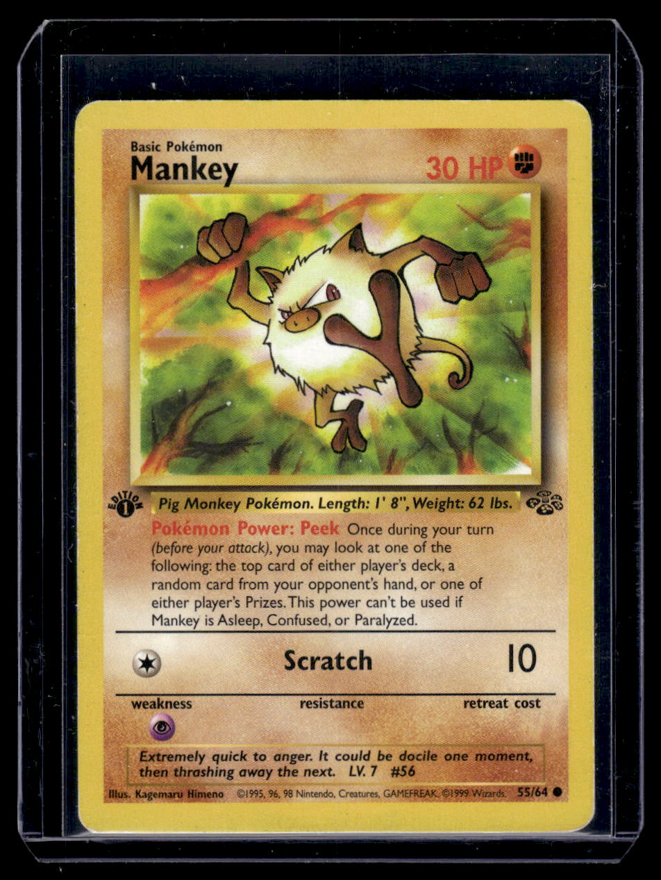 1999 Pokemon Jungle Base Set Card #55 Mankey 1st Edition