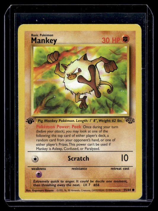 1999 Pokemon Jungle Base Set Card #55 Mankey 1st Edition