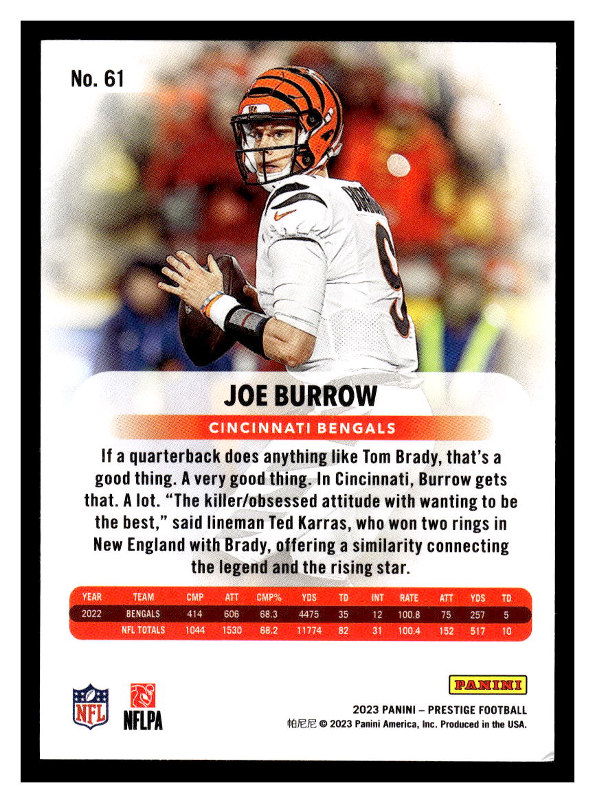 2023 Panini Prestige #61 Joe Burrow (Cincinnati Bengals)