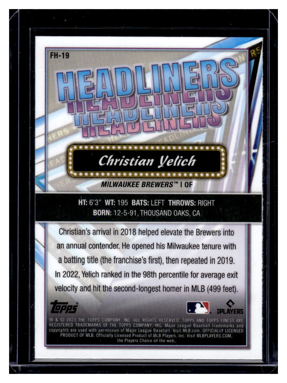 2023 Topps Finest "Headliners" #FH-19 Christian Yelich (Milwaukee Brewers)