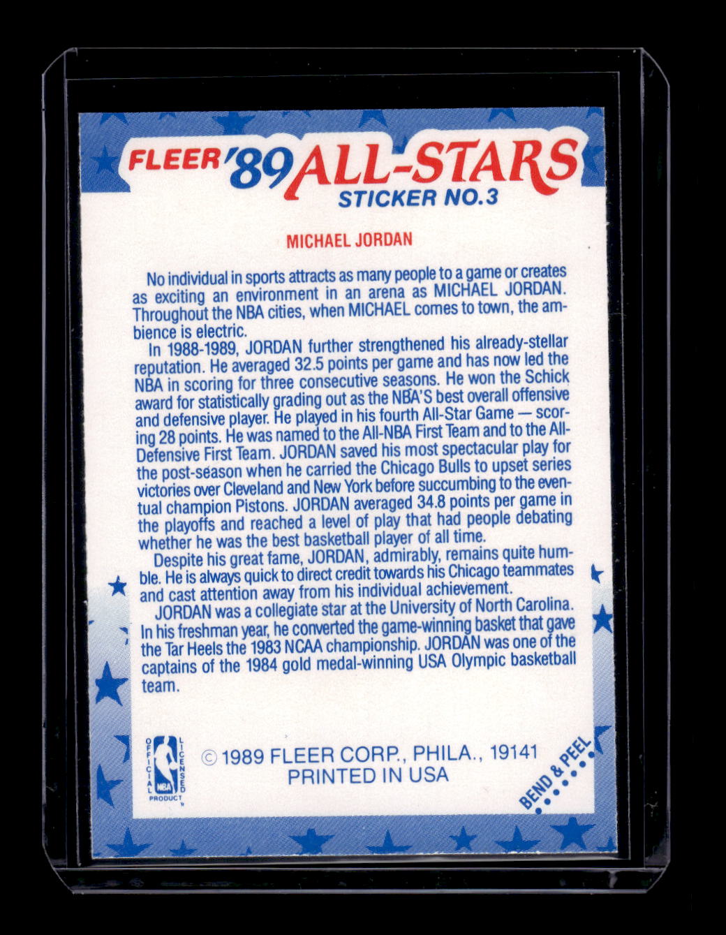 1989-90 Fleer Stickers #3 Michael Jordan (Chicago Bulls)