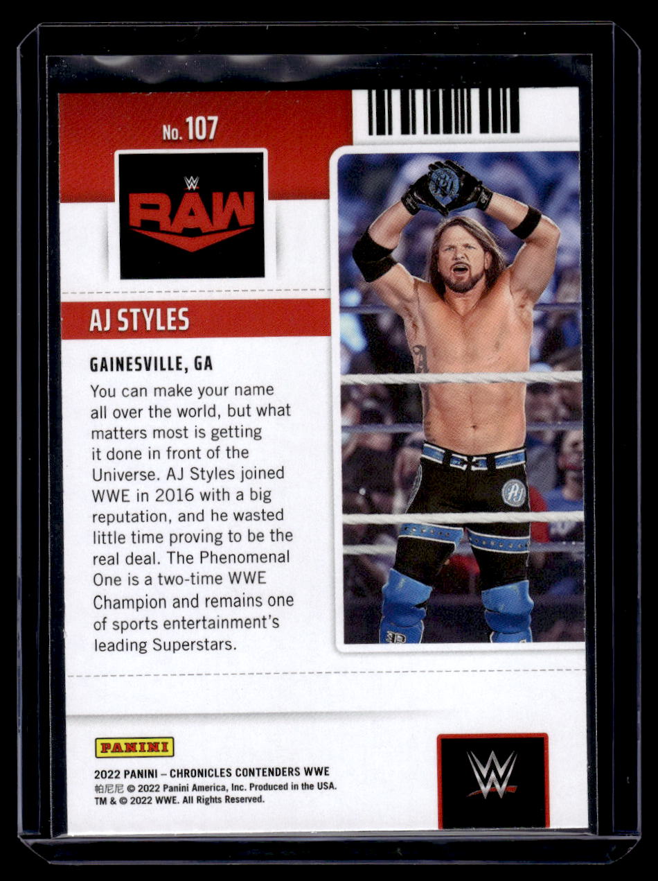 2022 Panini Chronicles WWE Contenders Season Ticket AJ Styles #107