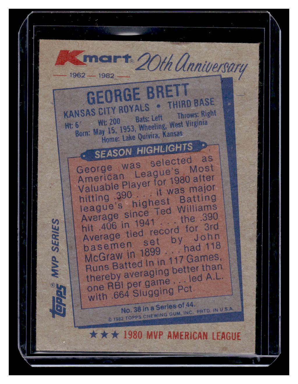 1982 Topps Kmart 20th Anniversary #38 George Brett (Kansas City Royals)