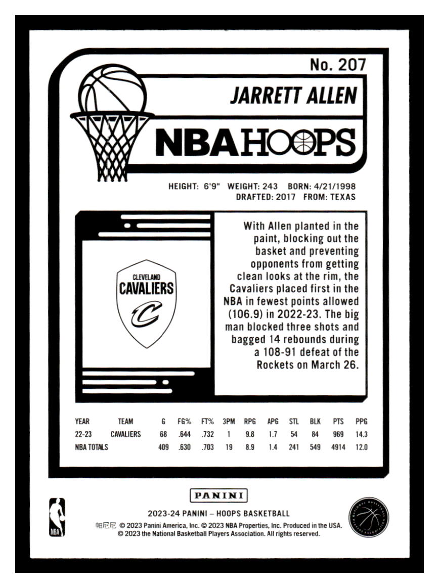 2023-24 Panini NBA Hoops #207 Jarrett Allen (Cleveland Cavaliers)