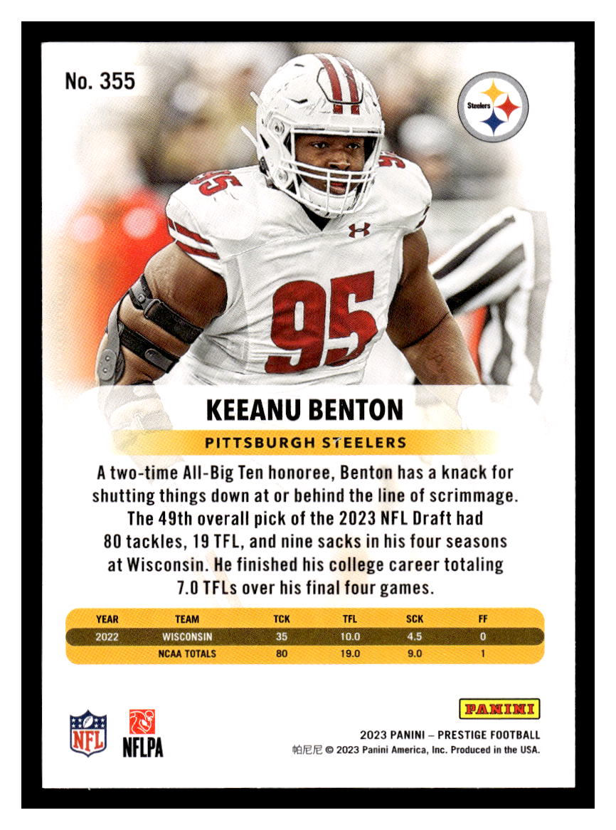 2023 Panini Prestige #355 Keeanu Benton Rookie RC (Pittsburgh Steelers)