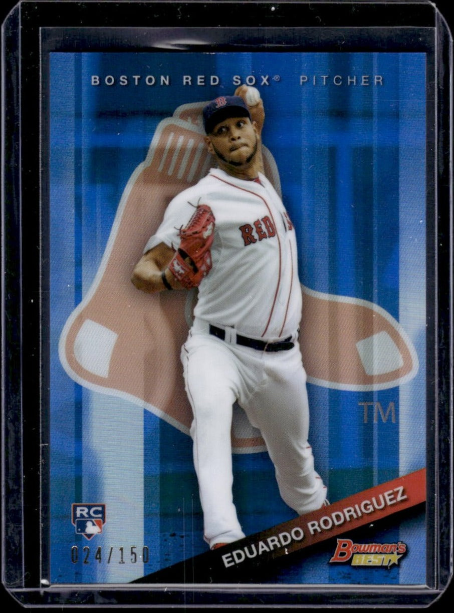 2016 Bowman's Best "Blue Refractor" #17 Eduardo Rodriguez #'d /150 Rookie RC (Red Sox)