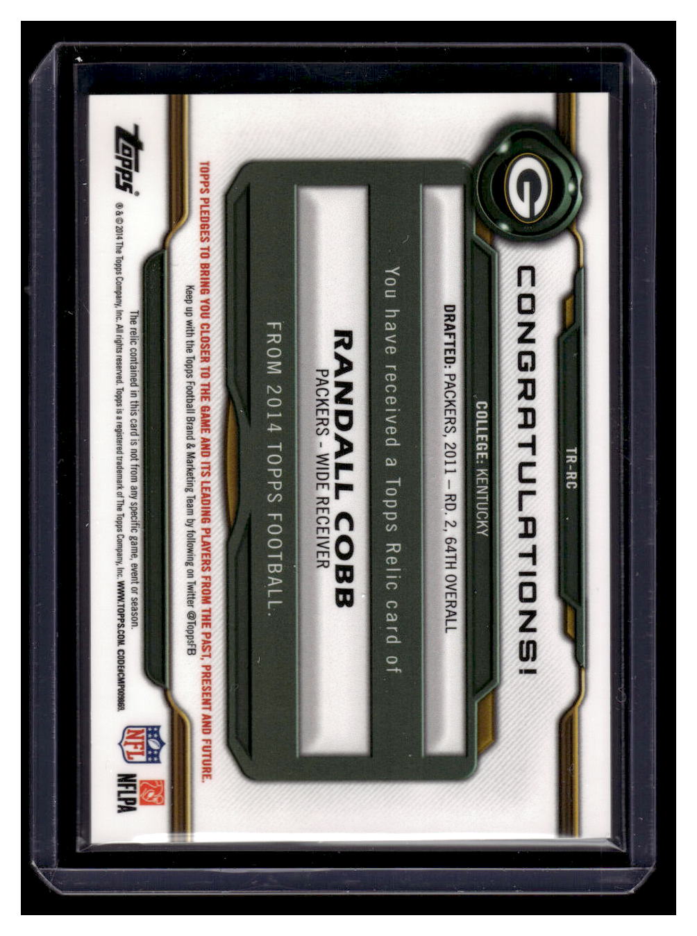 2014 Topps Relics #TRRC Randall Cobb (Green Bay Packers)