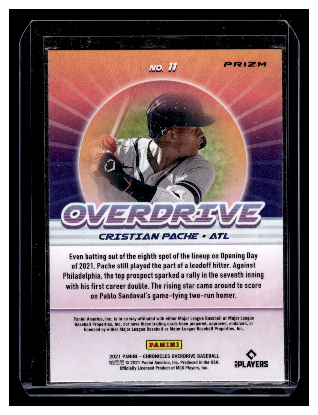 2021 Panini Chronicles "Overdrive Pink Pulsar" #11 Cristian Pache (Atlanta Braves)