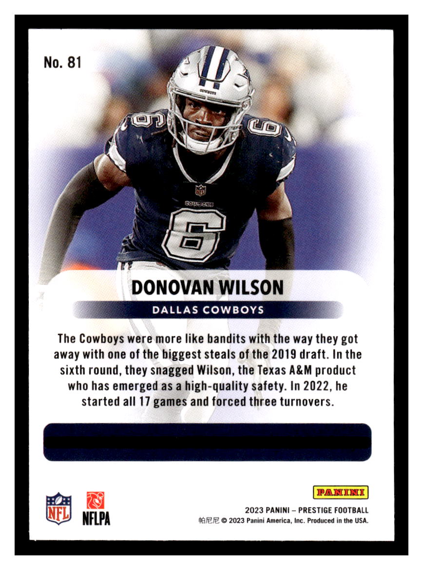 2023 Panini Prestige #81 Donovan Wilson (Dallas Cowboys)