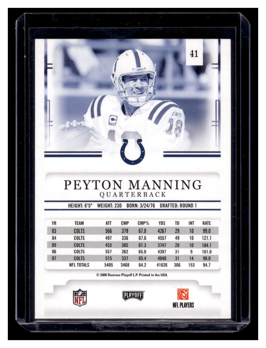 2008 Playoff Prestige #41 Peyton Manning (Indianapolis Colts)