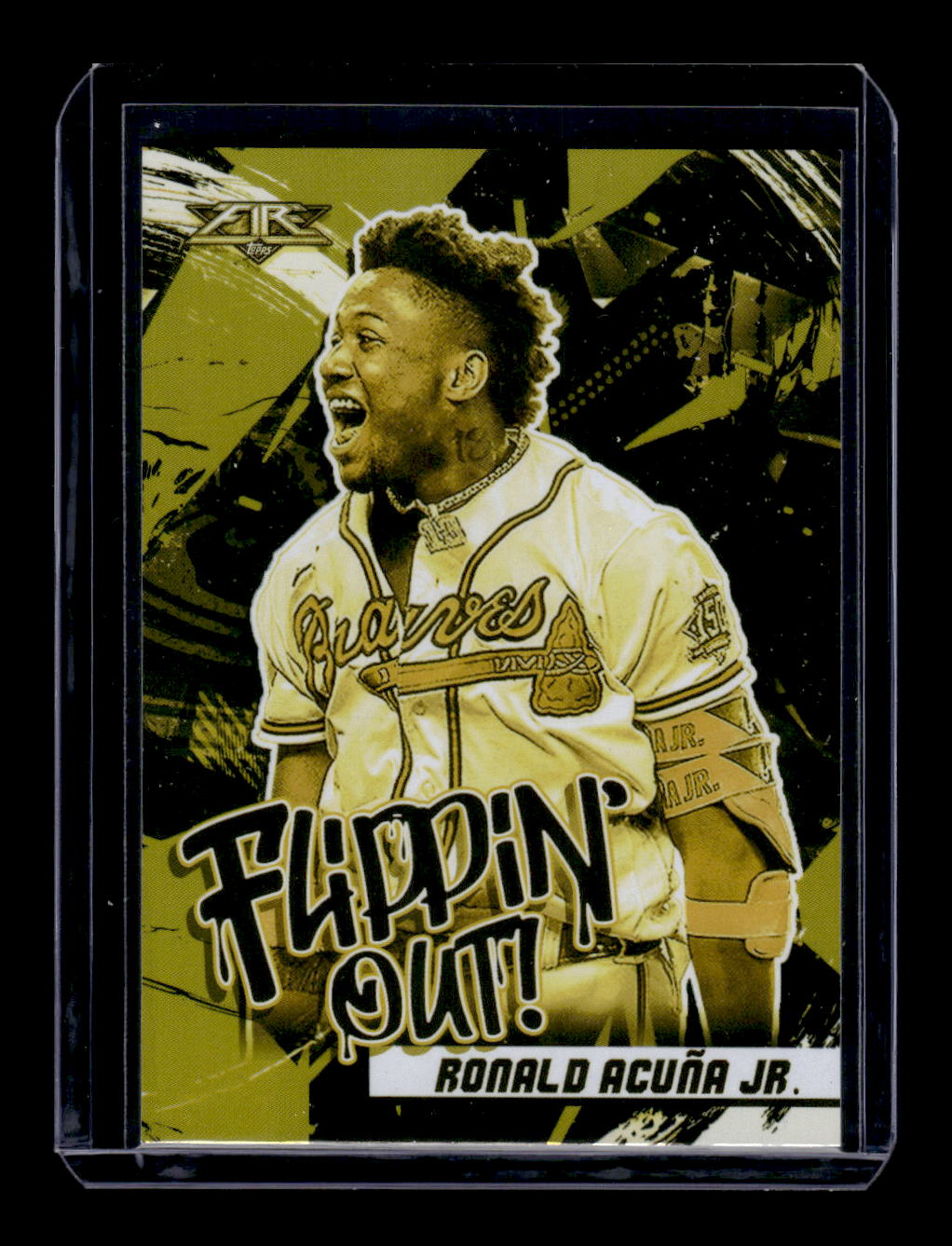 2022 Topps Fire Flippin' Out Gold Foil #FO-2 Ronald Acuna Jr. (Atlanta Braves)