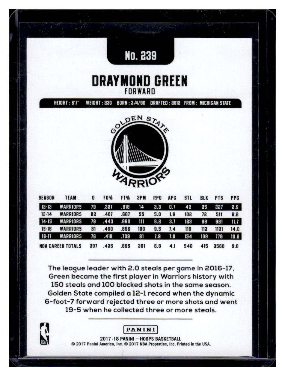 2017-18 NBA Hoops #239 Draymond Green #'d /199 (Golden State Warriors)