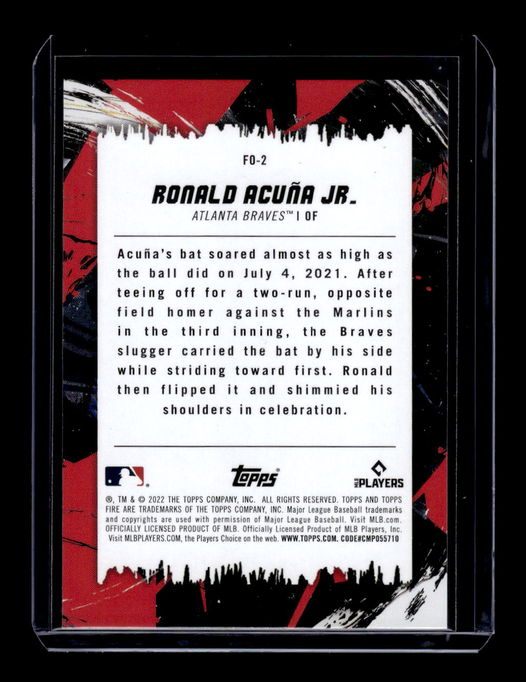 2022 Topps Fire Flippin' Out Gold Foil #FO-2 Ronald Acuna Jr. (Atlanta Braves)