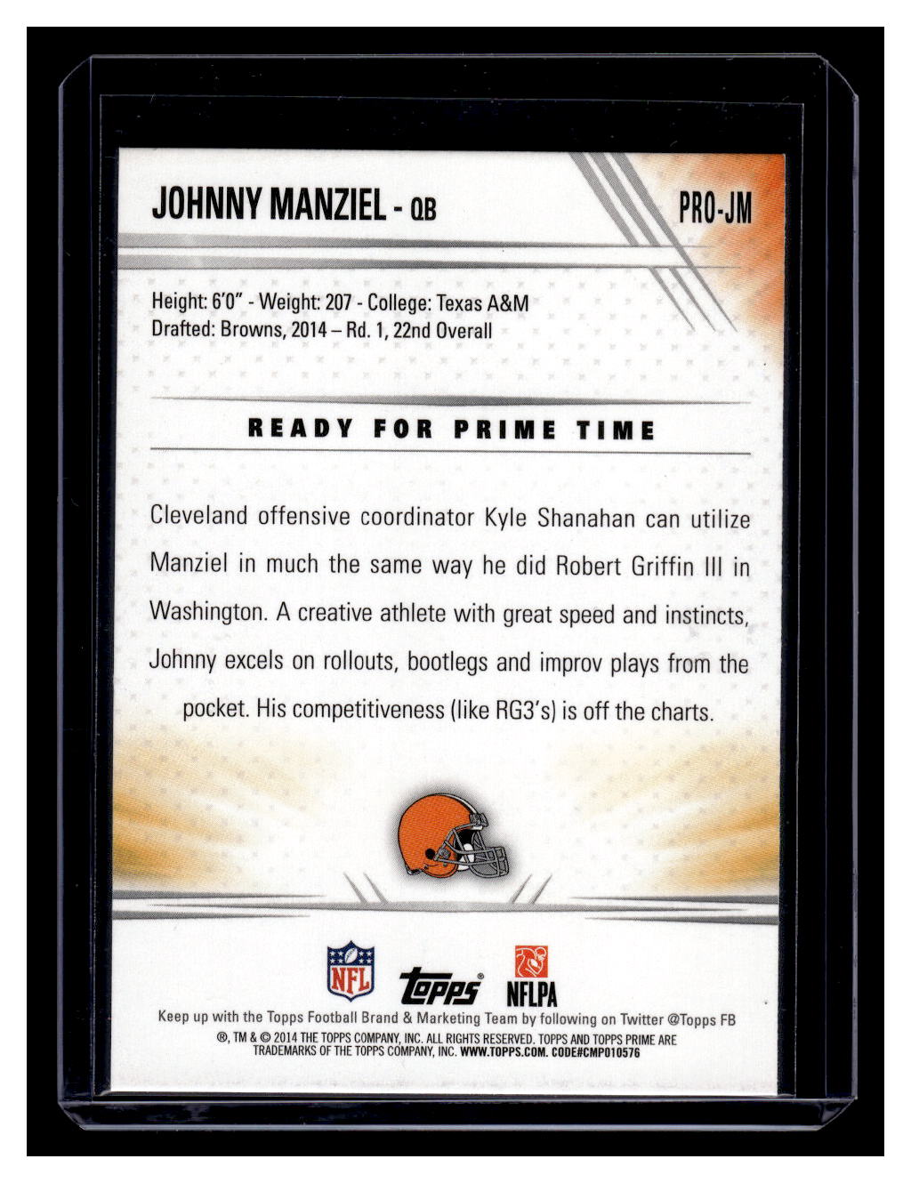 2014 Topps Prime "Primed Rookies" #PRO-JM Johnny Manziel (Cleveland Browns)