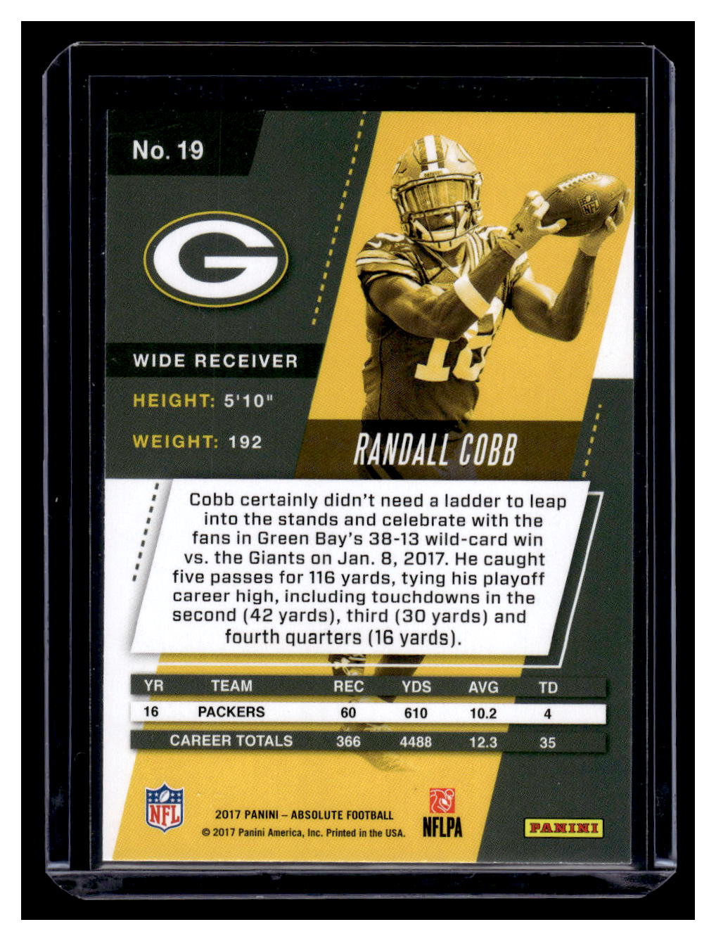 2017 Panini Absolute #19 Randall Cobb (Green Bay Packers)