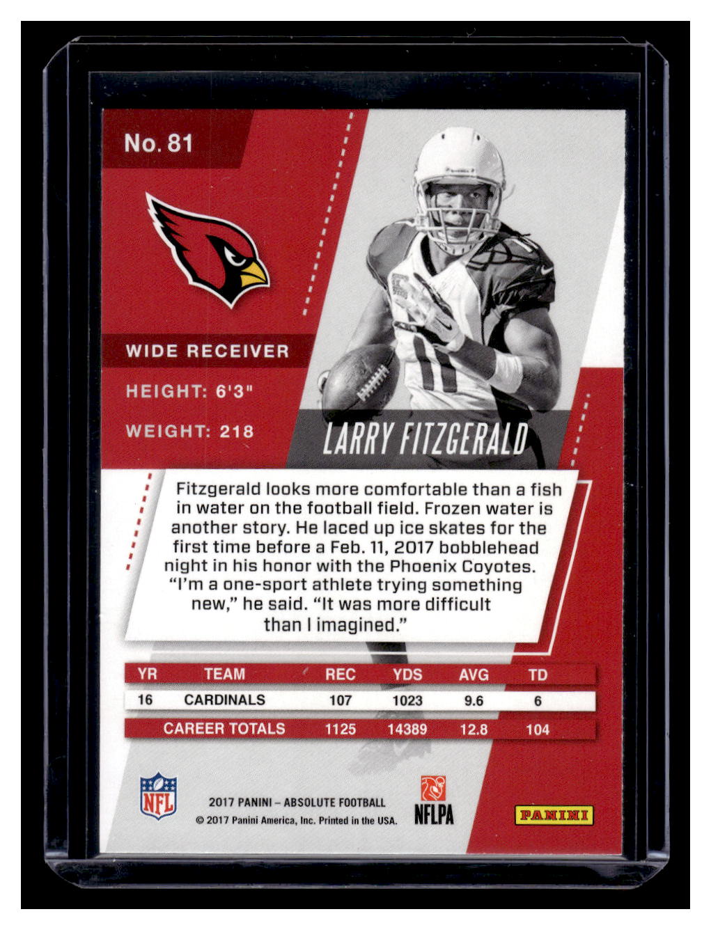 2017 Panini Absolute #81 Larry Fitzgerald (Arizona Cardinals)