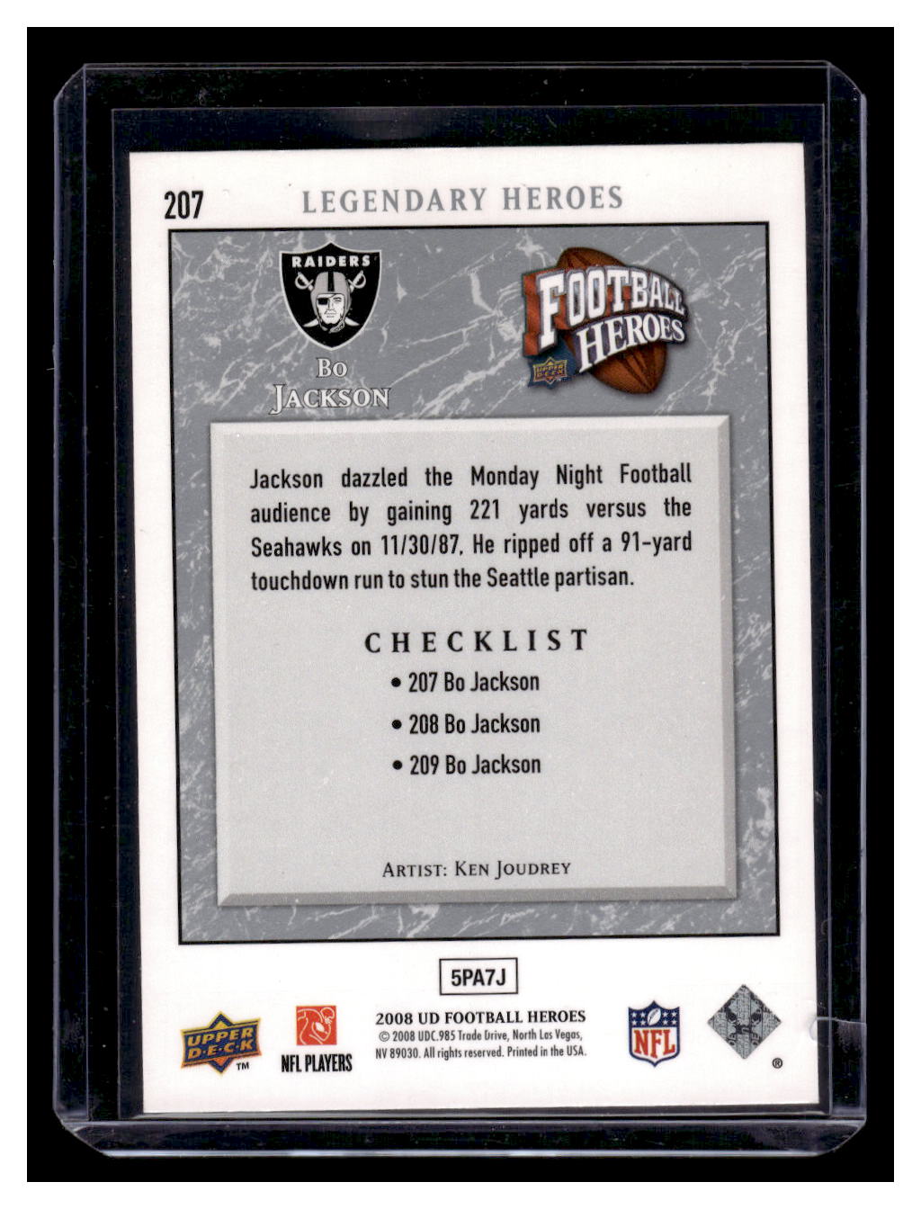 2008 Upper Deck Heroes #207 Bo Jackson (Los Angeles Raiders)