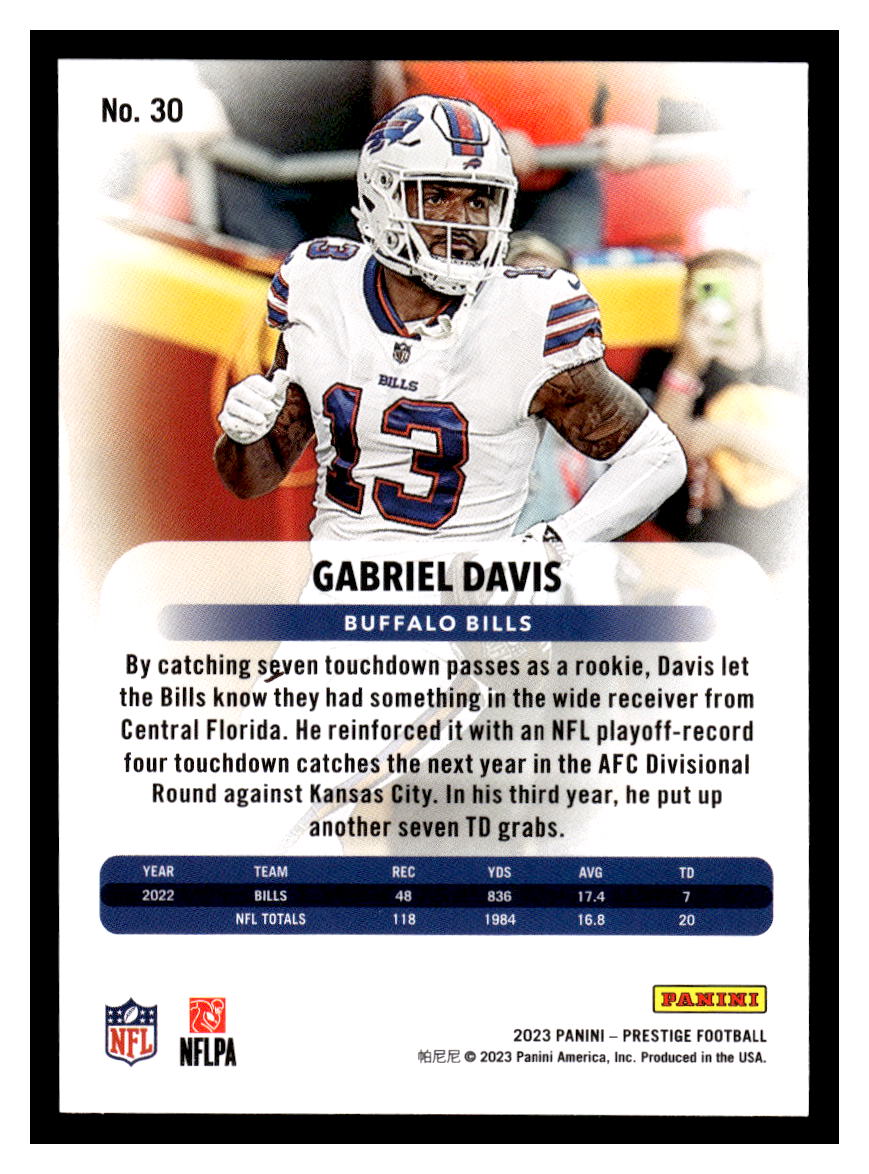 2023 Panini Prestige #30 Gabriel Davis (Buffalo Bills)