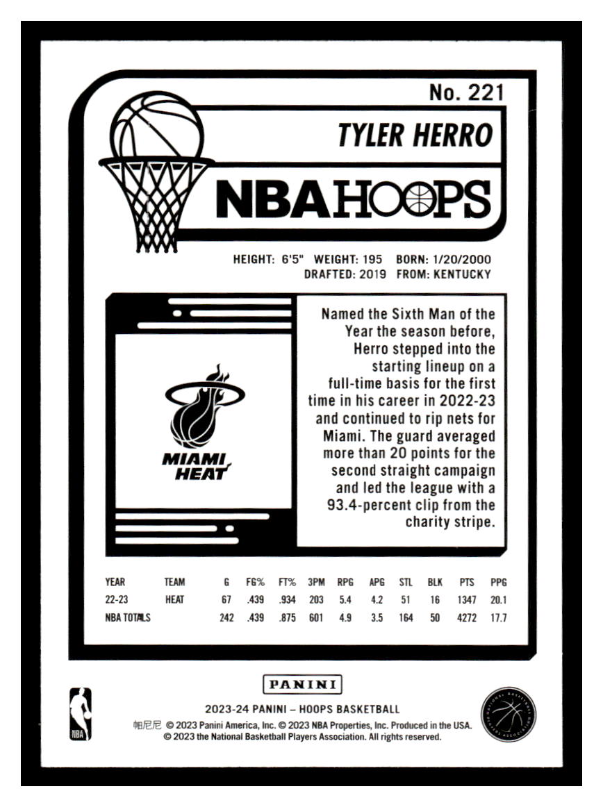 2023-24 NBA Hoops #221 Tyler Herro (Miami Heat)