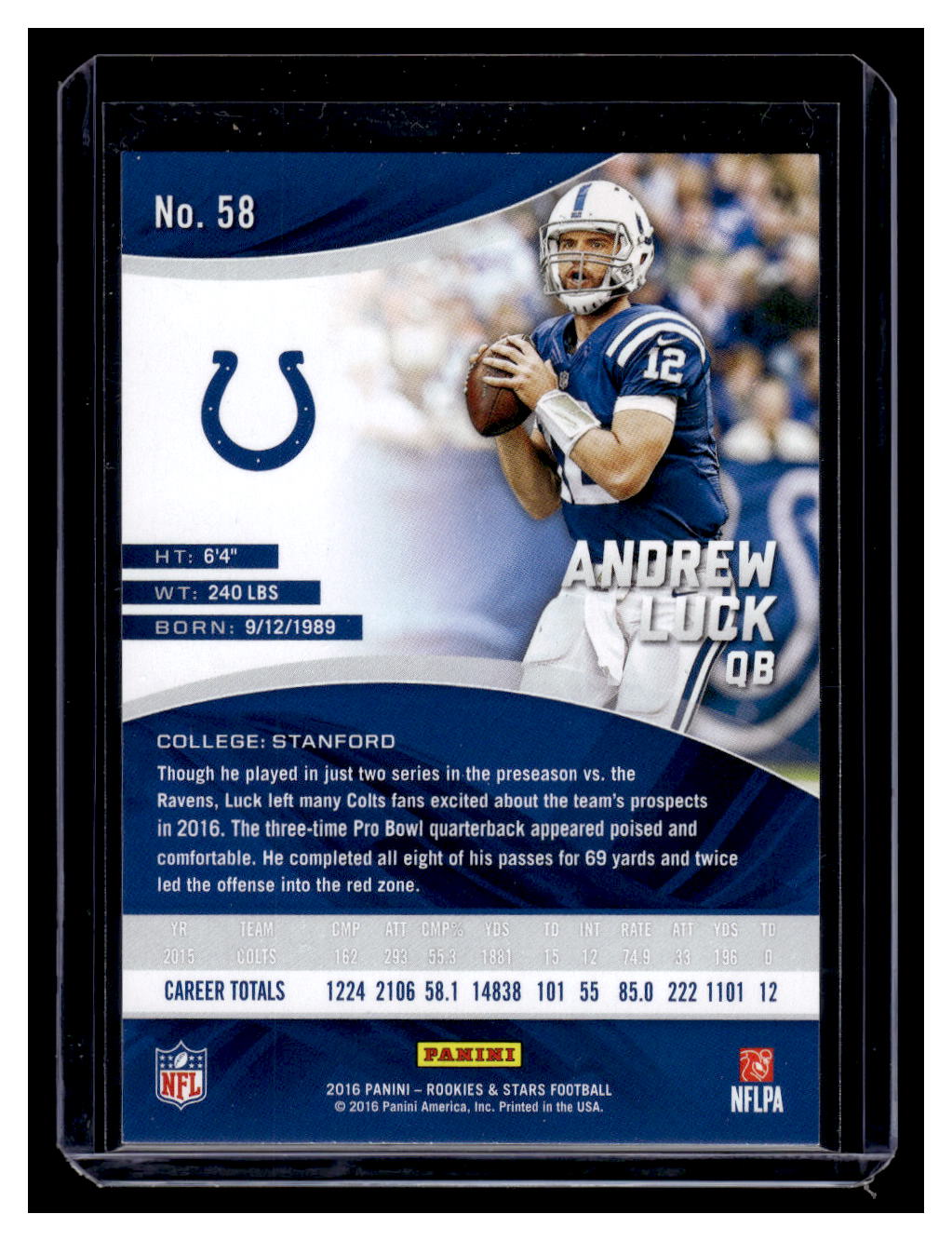 2016 Panini Rookies & Stars #58 Andrew Luck (Indianapolis Colts)