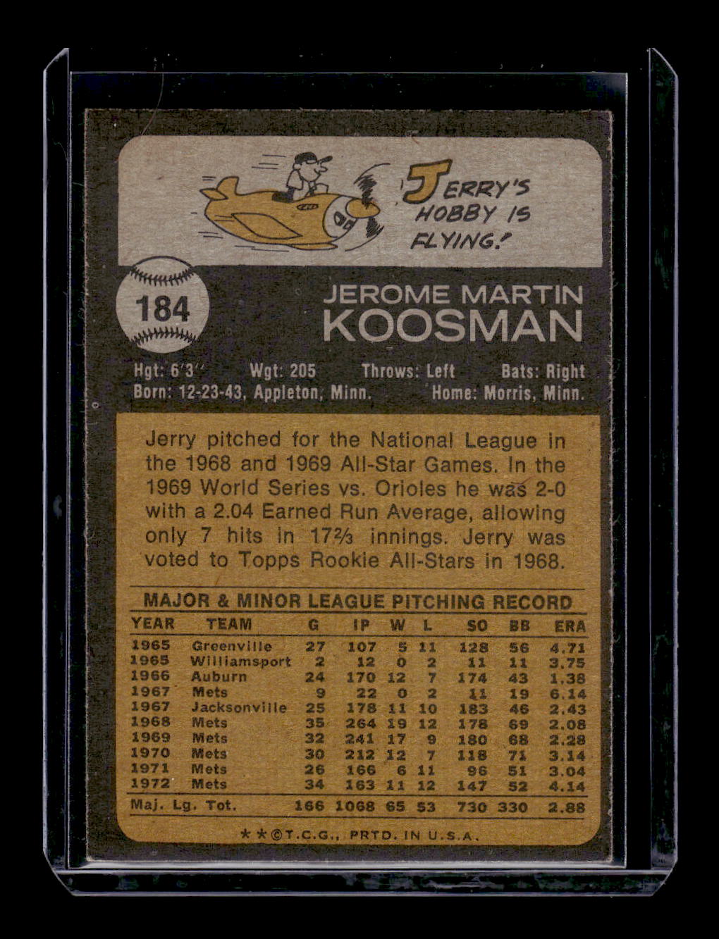 1973 Topps #184 Jerry Koosman (Houston Astros)