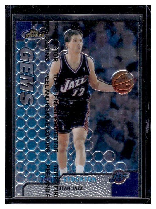 1999-00 Topps Finest "GEM" John Stockton w/ Peel Protector #109 (Utah Jazz)