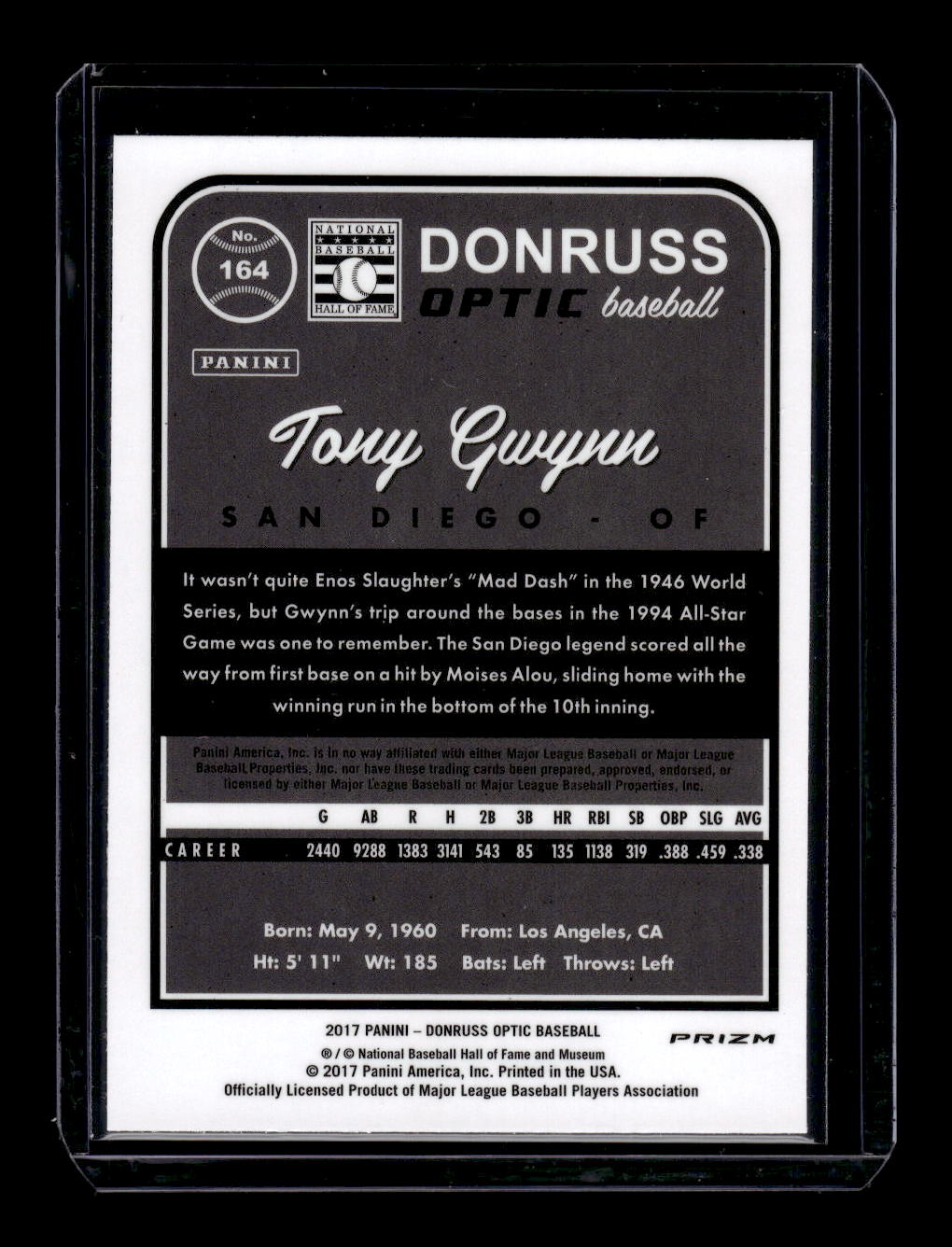 2017 Panini Donruss Optic Pink Prizm Variation #164 Tony Gwynn (San Diego Padres)