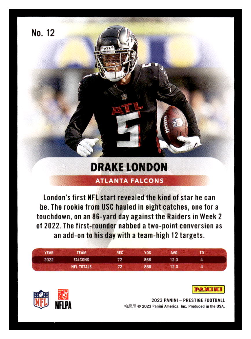 2023 Panini Prestige #12 Drake London (Atlanta Falcons)