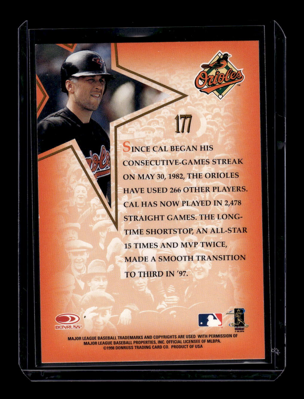 1998 Leaf #177 Cal Ripken Gold Leaf Star (Baltimore Orioles)