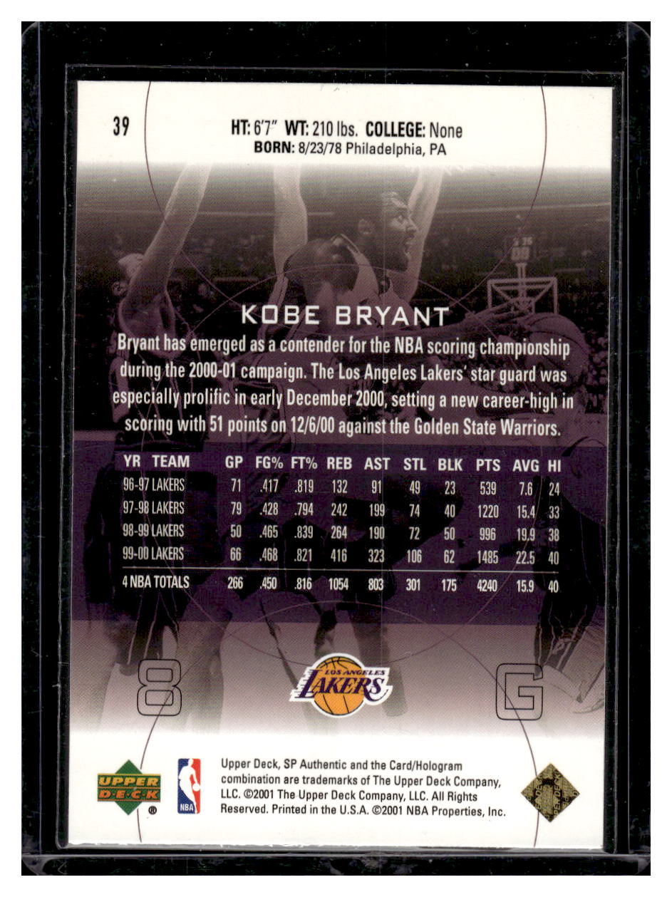 2000 Sp Authentic #39 Kobe Bryant (Los Angeles Lakers)