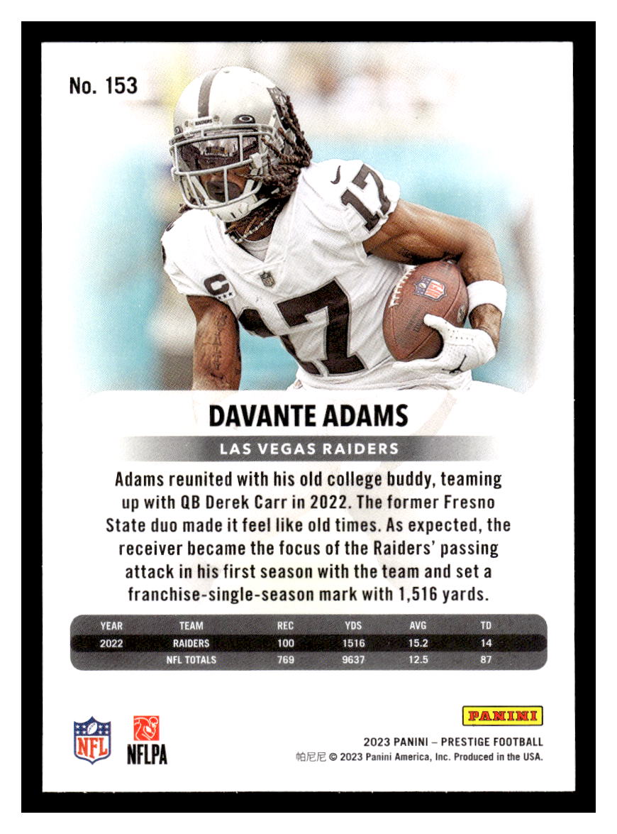 2023 Panini Prestige #153 Davante Adams (Los Angeles Raiders)