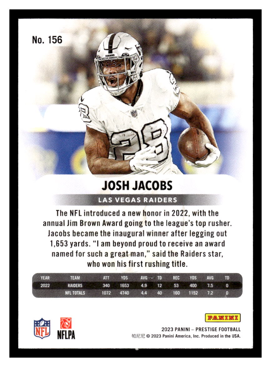 2023 Panini Prestige #156 Josh Jacobs (Los Vegas Raiders)