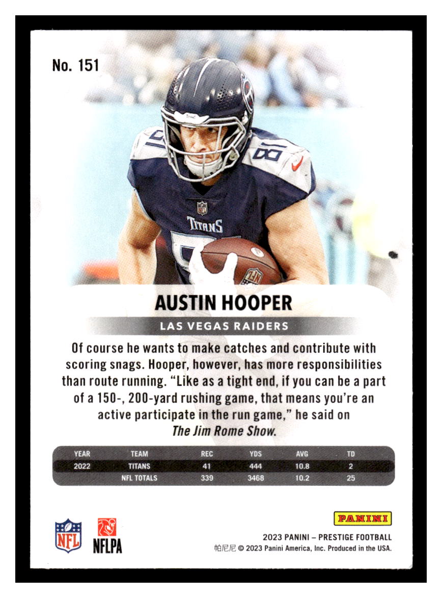 2023 Panini Prestige #151 Austin Hooper (Las Vegas Raiders)