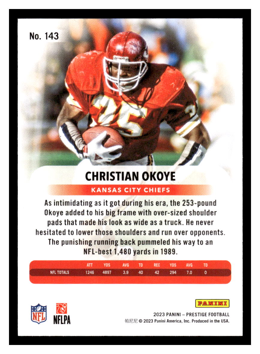 2023 Panini Prestige #143 Christian Okoye (Kansas City Chiefs)