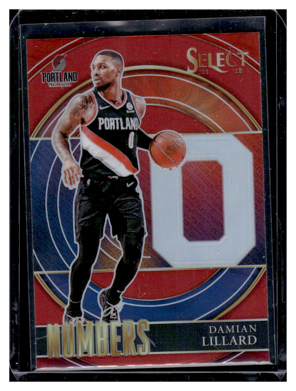 2021-22 Panini Select "Select Numbers" #15 Damian Lillard Red Prizms (Portland Trailblazers)