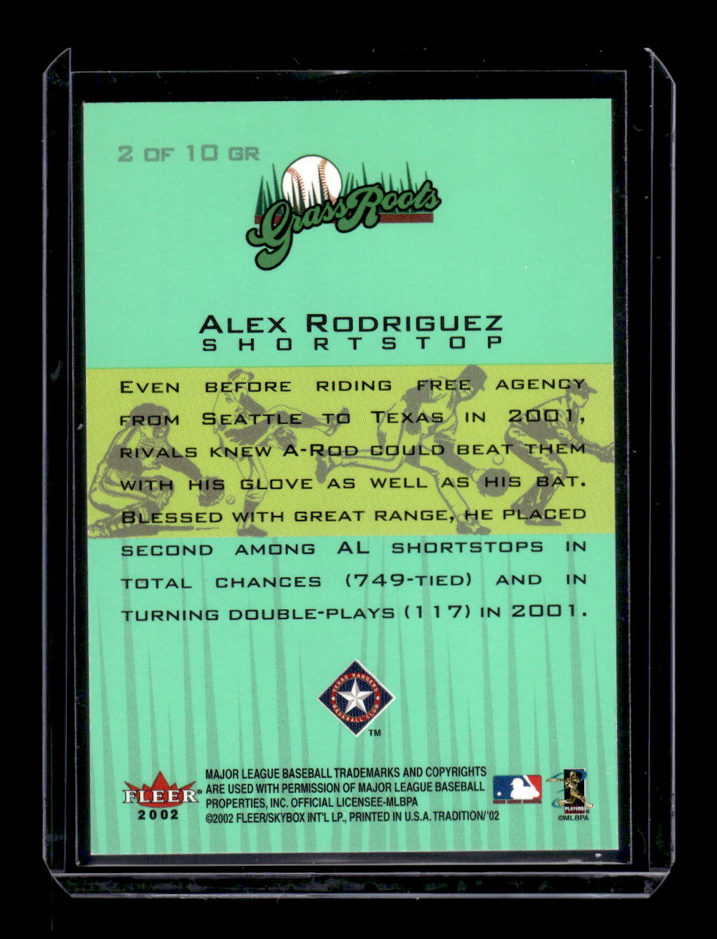 2002 Fleer Tradition Grass Roots #2 Alex Rodriguez (Texas Rangers)