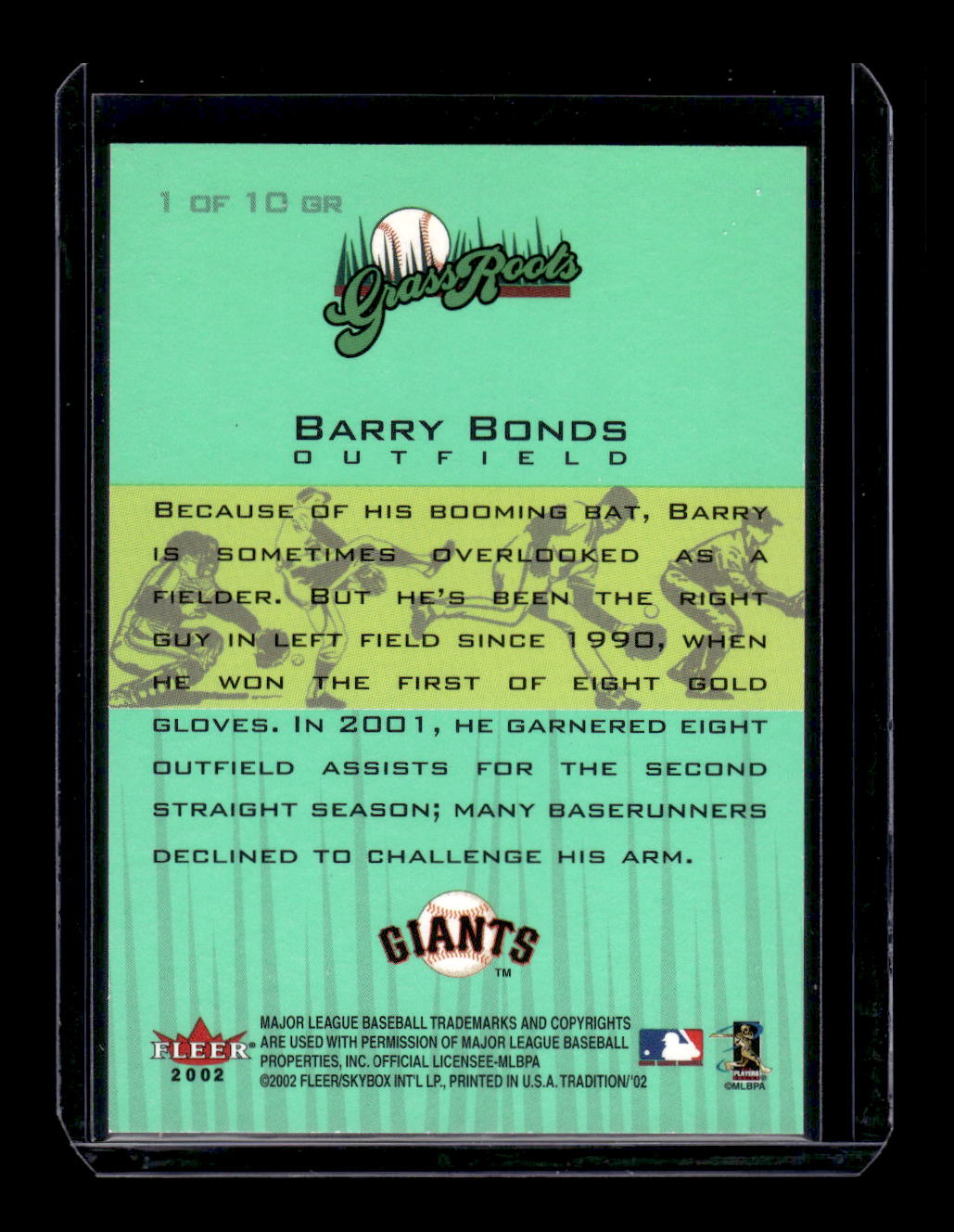 2002 Fleer Tradition Grass Roots #1 Barry BondsTeam: San Francisco Giants