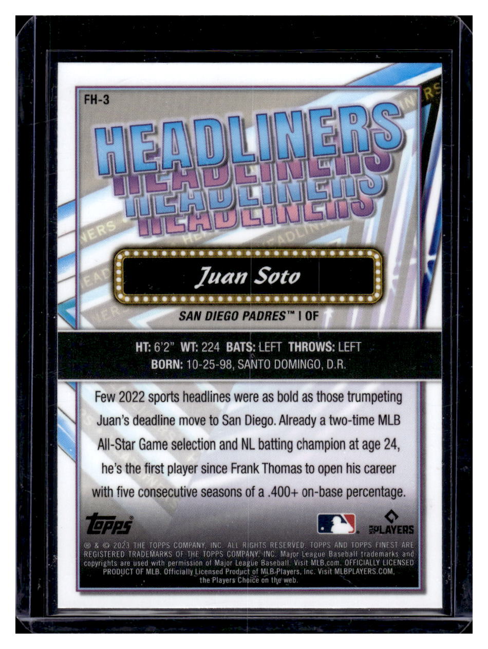 2023 Topps Finest "Headliners" #FH-3 Juan Soto (San Diego Padres)