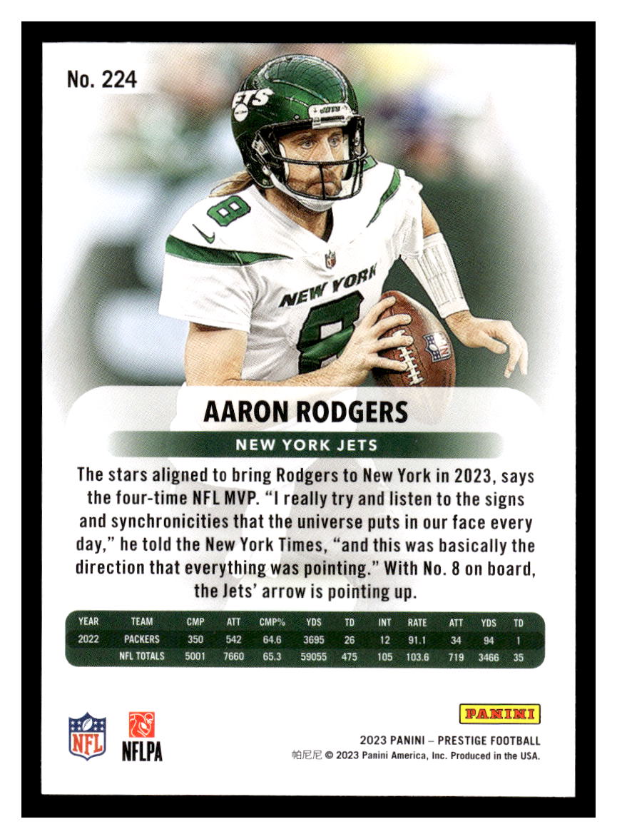 2023 Panini Prestige #224 Aaron Rodgers (New York Jets)