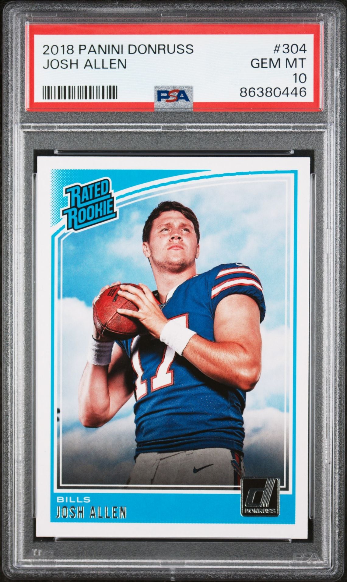 2018 Panini Donruss #304 Josh Allen Rated Rookie RC (Buffalo Bills) PSA 10 Gem Mint