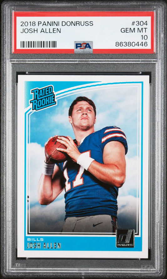 2018 Panini Donruss #304 Josh Allen Rated Rookie RC (Buffalo Bills) PSA 10 Gem Mint