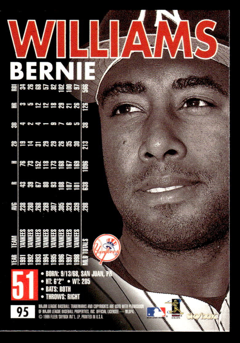 1999 SkyBox Premium Bernie Williams #95 (New York Yankees)